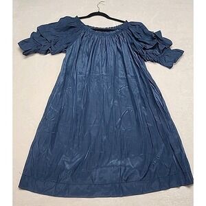 Mersea Anthropology Puff Short Sleeve Dress Medium Blue